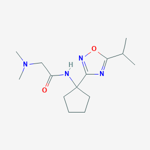 molecular formula C14H24N4O2 B7671555 2-(dimethylamino)-N-[1-(5-propan-2-yl-1,2,4-oxadiazol-3-yl)cyclopentyl]acetamide 