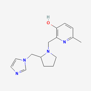 molecular formula C15H20N4O B7671562 2-[[2-(Imidazol-1-ylmethyl)pyrrolidin-1-yl]methyl]-6-methylpyridin-3-ol 