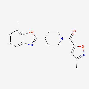 molecular formula C18H19N3O3 B7671576 [4-(7-Methyl-1,3-benzoxazol-2-yl)piperidin-1-yl]-(3-methyl-1,2-oxazol-5-yl)methanone 