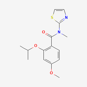 molecular formula C15H18N2O3S B7671592 4-methoxy-N-methyl-2-propan-2-yloxy-N-(1,3-thiazol-2-yl)benzamide 