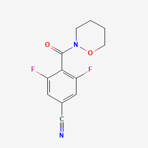 molecular formula C12H10F2N2O2 B7671619 3,5-Difluoro-4-(oxazinane-2-carbonyl)benzonitrile 