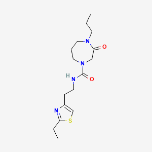 molecular formula C16H26N4O2S B7671661 N-[2-(2-ethyl-1,3-thiazol-4-yl)ethyl]-3-oxo-4-propyl-1,4-diazepane-1-carboxamide 