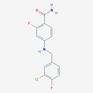 molecular formula C14H11ClF2N2O B7671688 4-[(3-Chloro-4-fluorophenyl)methylamino]-2-fluorobenzamide 