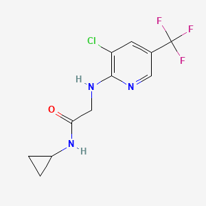 molecular formula C11H11ClF3N3O B7671698 2-[[3-chloro-5-(trifluoromethyl)pyridin-2-yl]amino]-N-cyclopropylacetamide 