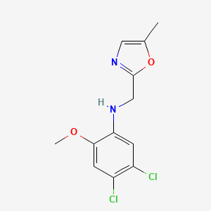 molecular formula C12H12Cl2N2O2 B7671752 4,5-dichloro-2-methoxy-N-[(5-methyl-1,3-oxazol-2-yl)methyl]aniline 