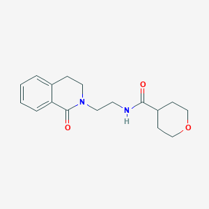 molecular formula C17H22N2O3 B7671757 N-[2-(1-oxo-3,4-dihydroisoquinolin-2-yl)ethyl]oxane-4-carboxamide 