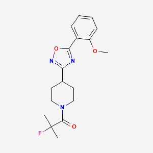 molecular formula C18H22FN3O3 B7671764 2-Fluoro-1-[4-[5-(2-methoxyphenyl)-1,2,4-oxadiazol-3-yl]piperidin-1-yl]-2-methylpropan-1-one 