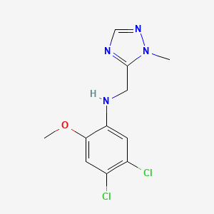 molecular formula C11H12Cl2N4O B7671781 4,5-dichloro-2-methoxy-N-[(2-methyl-1,2,4-triazol-3-yl)methyl]aniline 