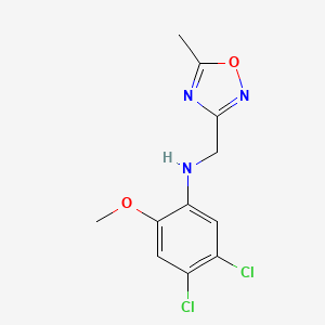 molecular formula C11H11Cl2N3O2 B7671791 4,5-dichloro-2-methoxy-N-[(5-methyl-1,2,4-oxadiazol-3-yl)methyl]aniline 