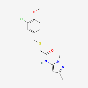 molecular formula C15H18ClN3O2S B7671795 2-[(3-chloro-4-methoxyphenyl)methylsulfanyl]-N-(2,5-dimethylpyrazol-3-yl)acetamide 