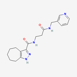 molecular formula C18H23N5O2 B7671807 N-[3-oxo-3-(pyridin-3-ylmethylamino)propyl]-1,4,5,6,7,8-hexahydrocyclohepta[c]pyrazole-3-carboxamide 