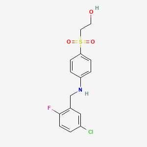 molecular formula C15H15ClFNO3S B7671814 2-[4-[(5-Chloro-2-fluorophenyl)methylamino]phenyl]sulfonylethanol 