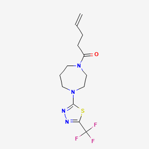 molecular formula C13H17F3N4OS B7671888 1-[4-[5-(Trifluoromethyl)-1,3,4-thiadiazol-2-yl]-1,4-diazepan-1-yl]pent-4-en-1-one 