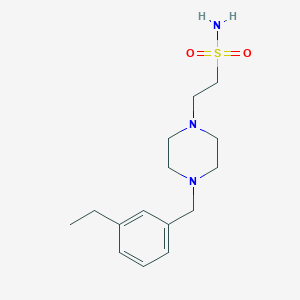 molecular formula C15H25N3O2S B7671898 2-[4-[(3-Ethylphenyl)methyl]piperazin-1-yl]ethanesulfonamide 