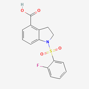 molecular formula C15H12FNO4S B7671913 1-[(2-Fluorophenyl)sulfonyl]-4-indolinecarboxylic acid 