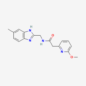 molecular formula C17H18N4O2 B7671916 2-(6-methoxypyridin-2-yl)-N-[(6-methyl-1H-benzimidazol-2-yl)methyl]acetamide 