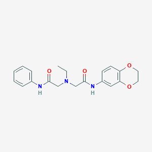 molecular formula C20H23N3O4 B7671922 2-[[2-(2,3-dihydro-1,4-benzodioxin-6-ylamino)-2-oxoethyl]-ethylamino]-N-phenylacetamide 