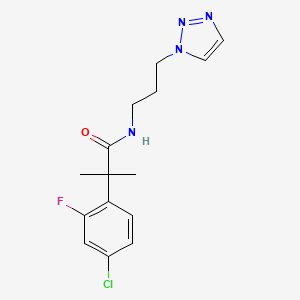 2-(4-chloro-2-fluorophenyl)-2-methyl-N-[3-(triazol-1-yl)propyl]propanamide