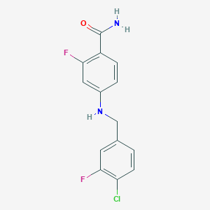 molecular formula C14H11ClF2N2O B7672033 4-[(4-Chloro-3-fluorophenyl)methylamino]-2-fluorobenzamide 