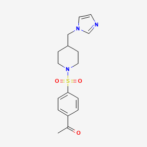 molecular formula C17H21N3O3S B7672054 1-[4-[4-(Imidazol-1-ylmethyl)piperidin-1-yl]sulfonylphenyl]ethanone 