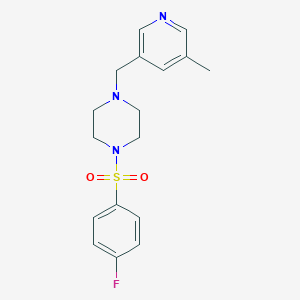 molecular formula C17H20FN3O2S B7672064 1-(4-Fluorophenyl)sulfonyl-4-[(5-methylpyridin-3-yl)methyl]piperazine 