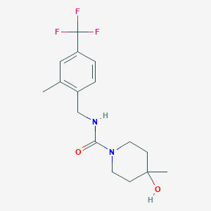 molecular formula C16H21F3N2O2 B7672111 4-hydroxy-4-methyl-N-[[2-methyl-4-(trifluoromethyl)phenyl]methyl]piperidine-1-carboxamide 