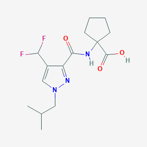 molecular formula C15H21F2N3O3 B7672131 1-[[4-(Difluoromethyl)-1-(2-methylpropyl)pyrazole-3-carbonyl]amino]cyclopentane-1-carboxylic acid 