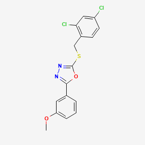 molecular formula C16H12Cl2N2O2S B7672182 2-[(2,4-Dichlorobenzyl)sulfanyl]-5-(3-methoxyphenyl)-1,3,4-oxadiazole 