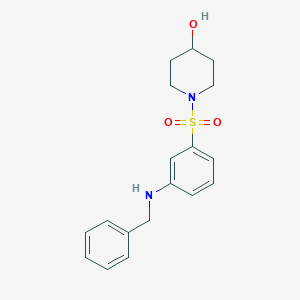 molecular formula C18H22N2O3S B7672201 1-[3-(Benzylamino)phenyl]sulfonylpiperidin-4-ol 