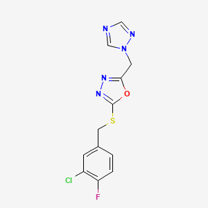 2-[(3-Chloro-4-fluorophenyl)methylsulfanyl]-5-(1,2,4-triazol-1-ylmethyl)-1,3,4-oxadiazole