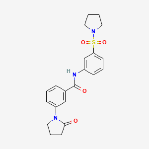 molecular formula C21H23N3O4S B7672308 3-(2-oxopyrrolidin-1-yl)-N-(3-pyrrolidin-1-ylsulfonylphenyl)benzamide 