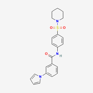 molecular formula C22H23N3O3S B7672347 N-(4-piperidin-1-ylsulfonylphenyl)-3-pyrrol-1-ylbenzamide 