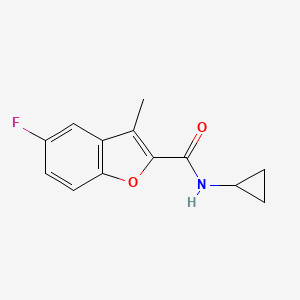 molecular formula C13H12FNO2 B7672481 N-cyclopropyl-5-fluoro-3-methyl-1-benzofuran-2-carboxamide 