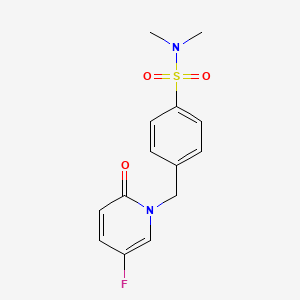 molecular formula C14H15FN2O3S B7672533 4-[(5-fluoro-2-oxopyridin-1-yl)methyl]-N,N-dimethylbenzenesulfonamide 