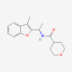 molecular formula C17H21NO3 B7672585 N-[(1S)-1-(3-methyl-1-benzofuran-2-yl)ethyl]oxane-4-carboxamide 