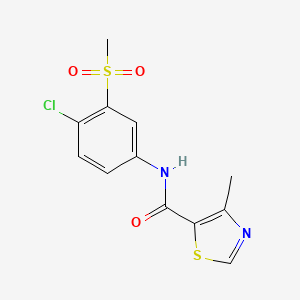 molecular formula C12H11ClN2O3S2 B7672608 N-(4-chloro-3-methylsulfonylphenyl)-4-methyl-1,3-thiazole-5-carboxamide 