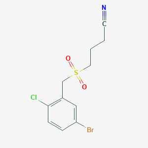 molecular formula C11H11BrClNO2S B7672649 4-[(5-Bromo-2-chlorophenyl)methylsulfonyl]butanenitrile 