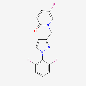 molecular formula C15H10F3N3O B7672684 1-[[1-(2,6-Difluorophenyl)pyrazol-3-yl]methyl]-5-fluoropyridin-2-one 