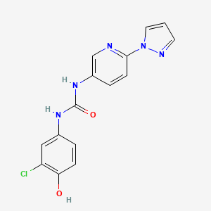 1-(3-Chloro-4-hydroxyphenyl)-3-(6-pyrazol-1-ylpyridin-3-yl)urea