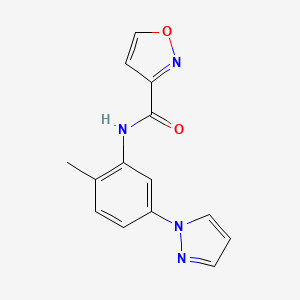 molecular formula C14H12N4O2 B7672791 N-(2-methyl-5-pyrazol-1-ylphenyl)-1,2-oxazole-3-carboxamide 