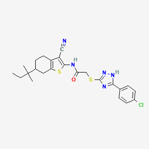 2-{[5-(4-chlorophenyl)-4H-1,2,4-triazol-3-yl]sulfanyl}-N-[3-cyano-6-(2-methylbutan-2-yl)-4,5,6,7-tetrahydro-1-benzothiophen-2-yl]acetamide