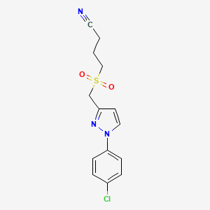 4-[[1-(4-Chlorophenyl)pyrazol-3-yl]methylsulfonyl]butanenitrile