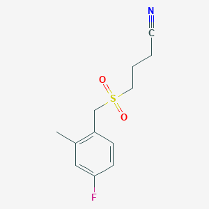 molecular formula C12H14FNO2S B7672887 4-[(4-Fluoro-2-methylphenyl)methylsulfonyl]butanenitrile 