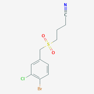 molecular formula C11H11BrClNO2S B7672897 4-[(4-Bromo-3-chlorophenyl)methylsulfonyl]butanenitrile 