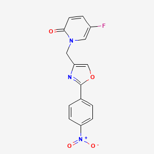 molecular formula C15H10FN3O4 B7672915 5-Fluoro-1-[[2-(4-nitrophenyl)-1,3-oxazol-4-yl]methyl]pyridin-2-one 