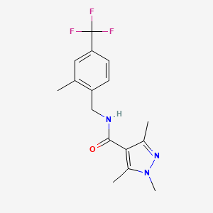 molecular formula C16H18F3N3O B7672928 1,3,5-trimethyl-N-[[2-methyl-4-(trifluoromethyl)phenyl]methyl]pyrazole-4-carboxamide 