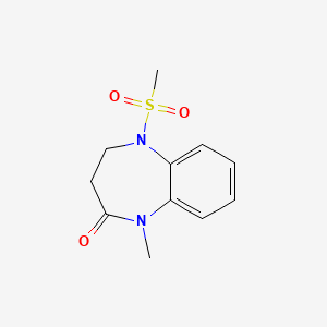 molecular formula C11H14N2O3S B7672941 1-Methyl-5-methylsulfonyl-3,4-dihydro-1,5-benzodiazepin-2-one 