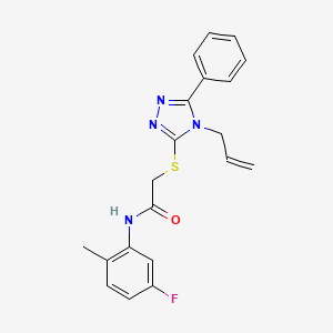 molecular formula C20H19FN4OS B7673122 N-(5-fluoro-2-methylphenyl)-2-[(5-phenyl-4-prop-2-enyl-1,2,4-triazol-3-yl)sulfanyl]acetamide 