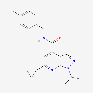 6-cyclopropyl-N-[(4-methylphenyl)methyl]-1-propan-2-ylpyrazolo[3,4-b]pyridine-4-carboxamide