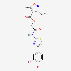 molecular formula C18H15F2N3O4S B7673292 [2-[[4-(3,4-Difluorophenyl)-1,3-thiazol-2-yl]amino]-2-oxoethyl] 3-ethyl-5-methyl-1,2-oxazole-4-carboxylate 